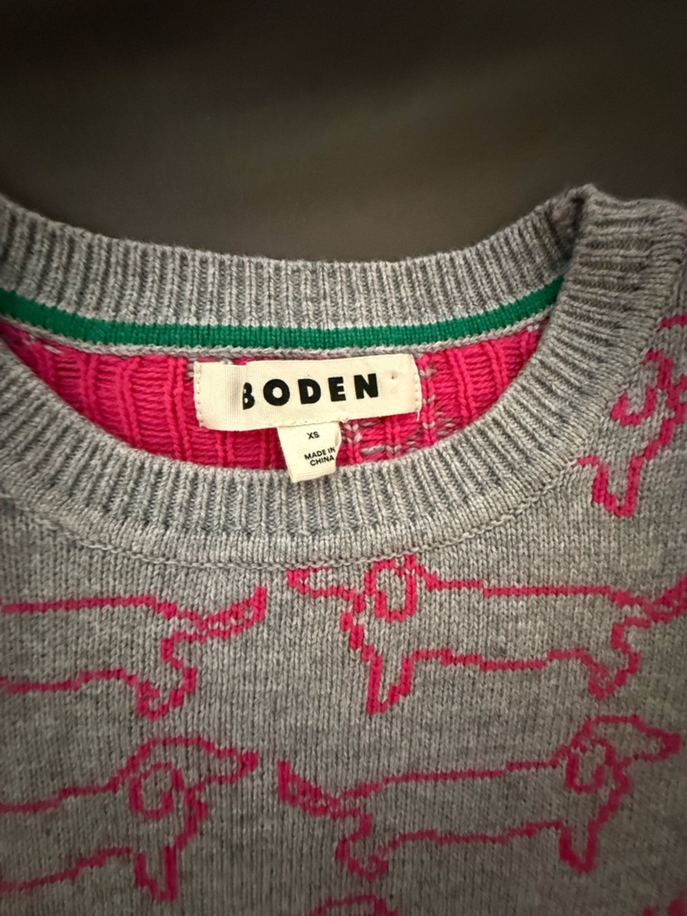 Boden Heather Dachshund Jacquard Wool Blend Jumper pink - Picture 7 of 13